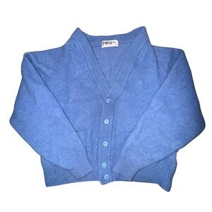 Vintage Puma Cardigan Sweater Blue 70s 80s Retro 100% Lambswool Sz 4/s?